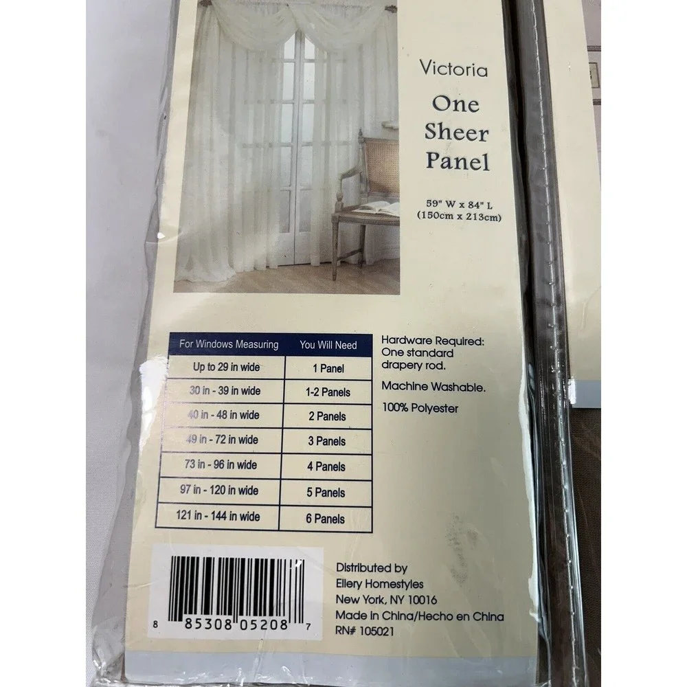 Ellery Home Styles Victoria Sheer One Panel Curtain Taupe‎ 84
